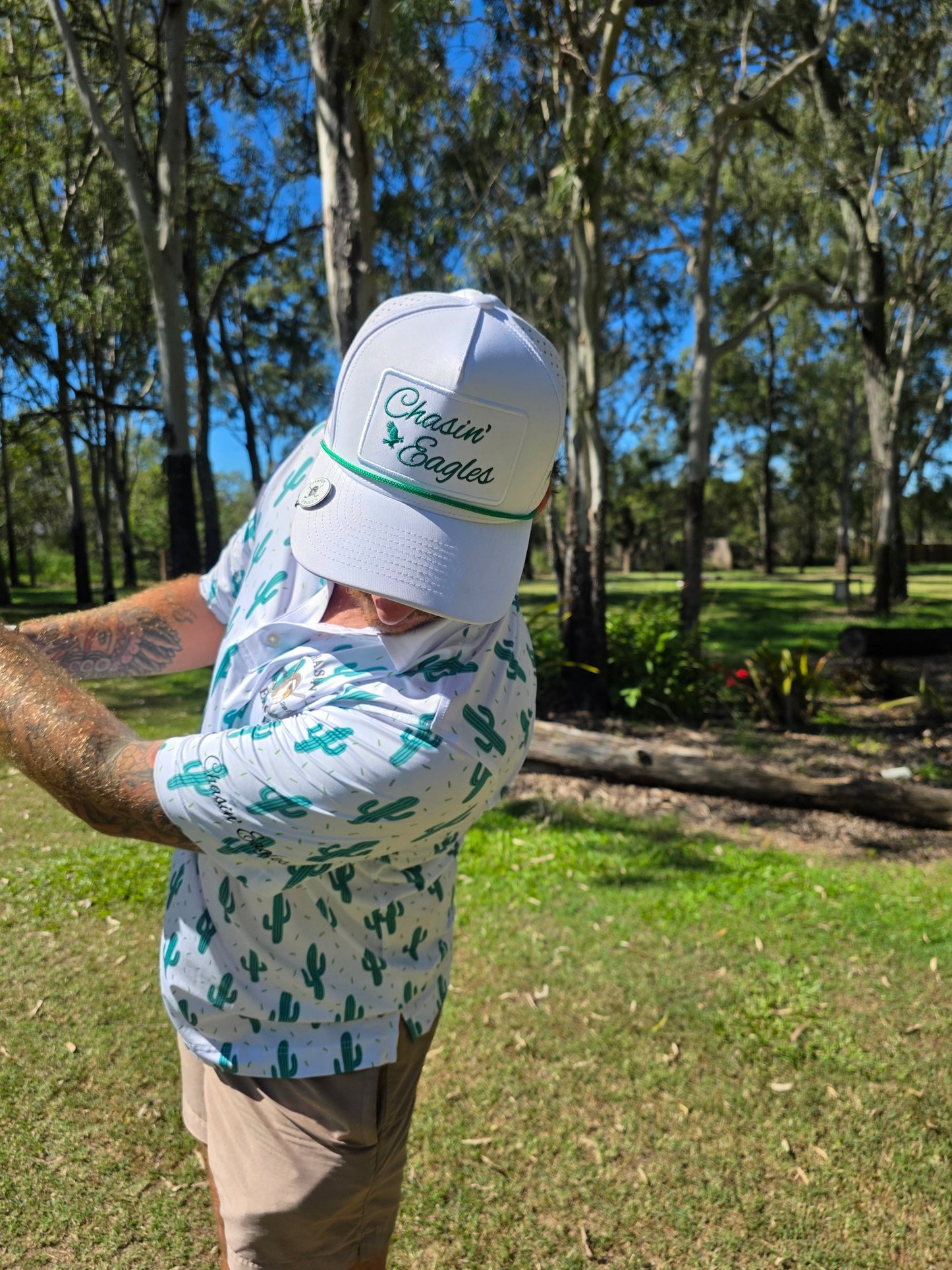 White & Green Rope Hat